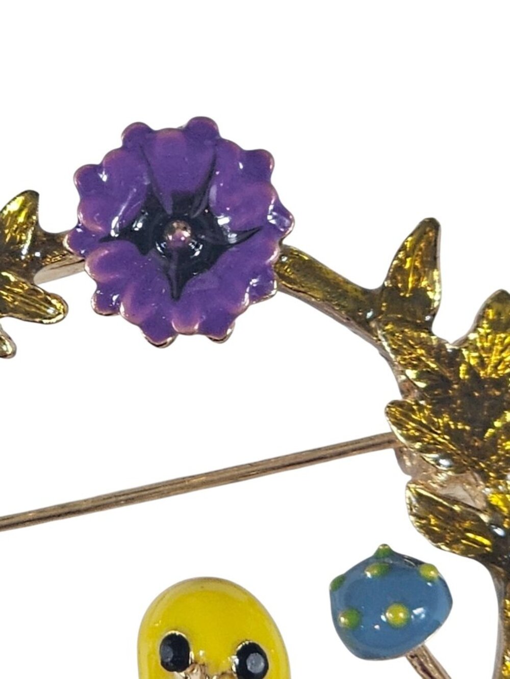 Betsey Johnson Lovely Flower & a Bird Crystal Brooch Pin Designer Cutie - Picture 5 of 7